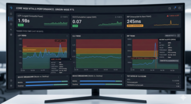 Core Web Vitals dashboard for campaign landing pages